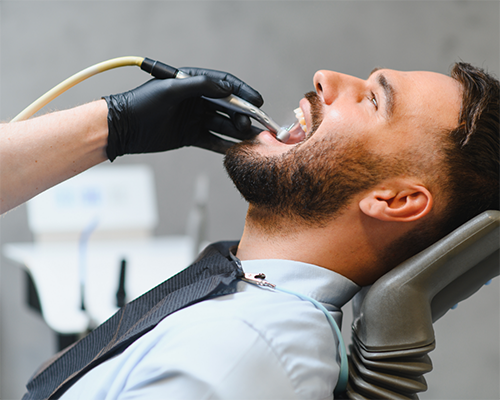 Man getting a dental cleaning