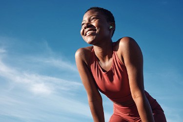 Lady smiles after exercise