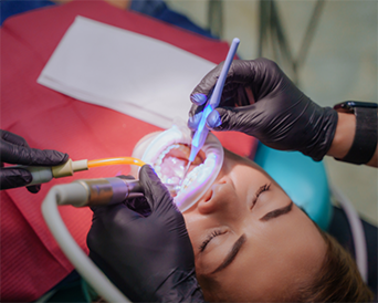 Dental patient receiving gum disease treatment